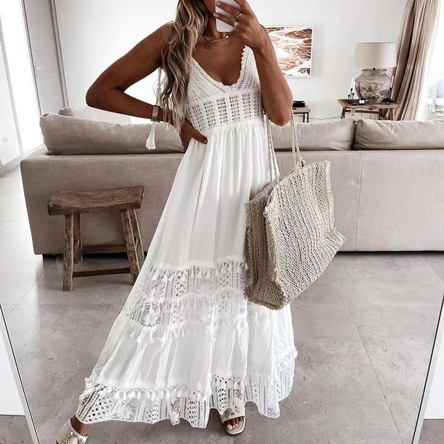 Levoire | Robe En Dentelle Blanche Avec Décolleté En V Blanc 2