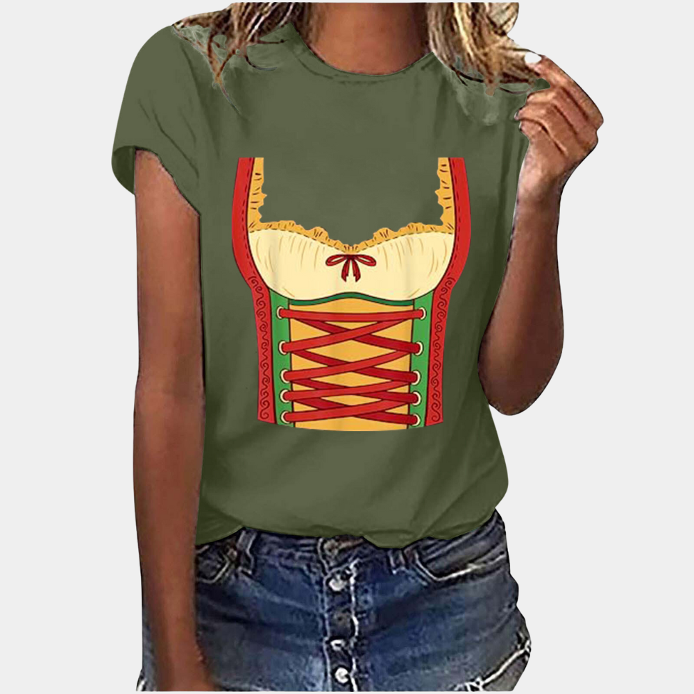 Levoire | T-Shirt Manches Courtes Imprimé Dirndl T-Shirts Vêtements Femme Vert foncé