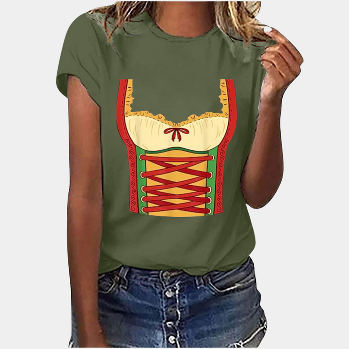 Levoire | T-Shirt Manches Courtes Imprimé Dirndl T-Shirts Vêtements Femme Vert foncé
