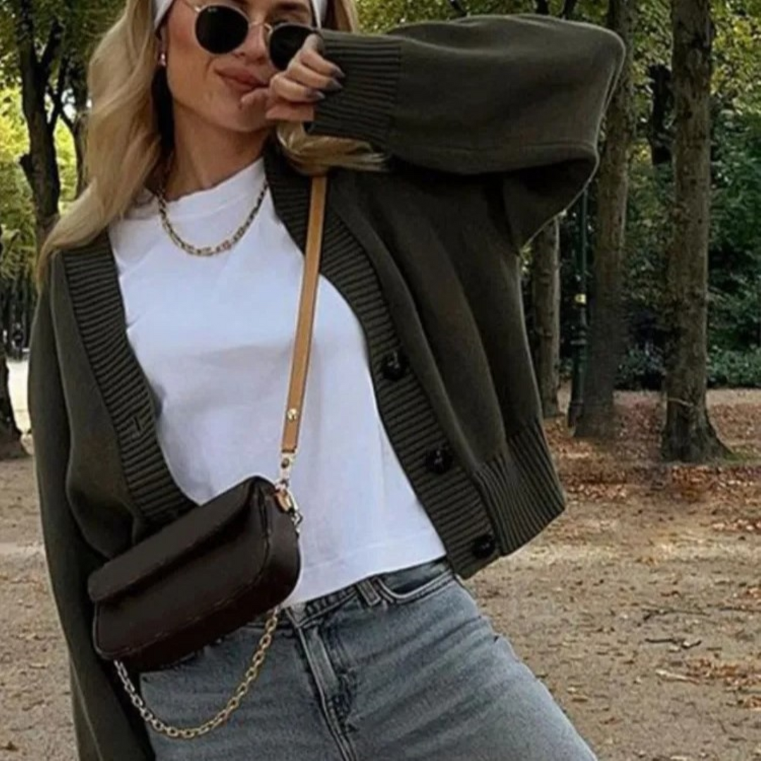 Levoire | Vert Olive Gilet En Maille À Col En V