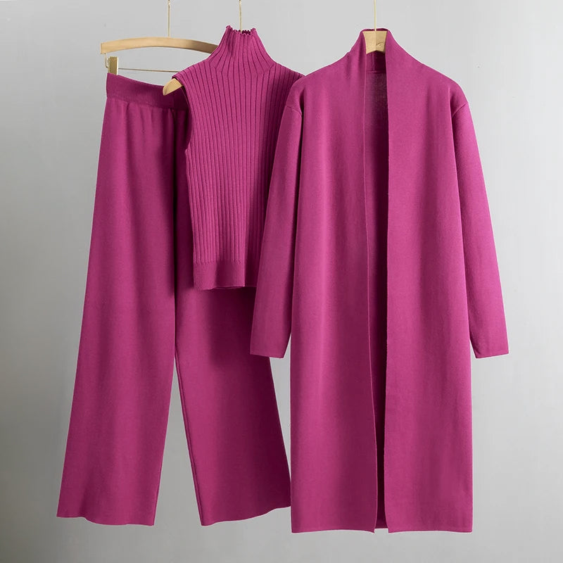 Levoire | Cachemire Ensemble à Trois Pièces Rosa Une taille convient à tous