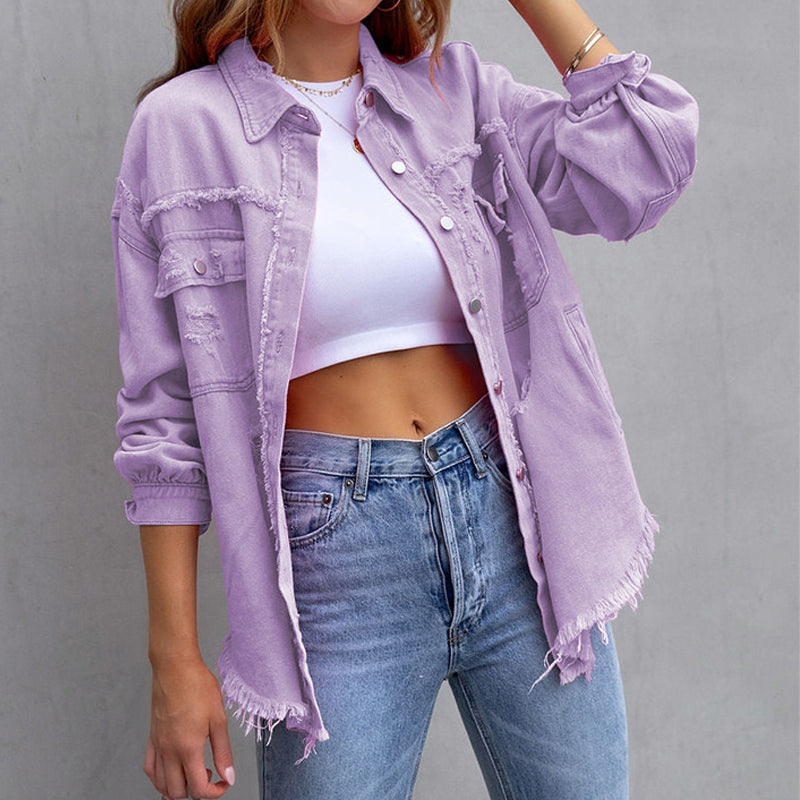Levoire | Veste jean effet usé Lilas