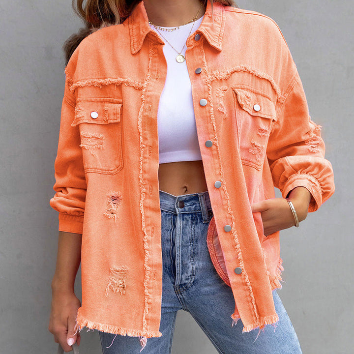 Levoire | Veste jean effet usé Orange
