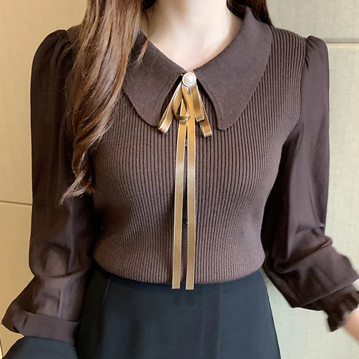 Levoire | Pull Élégant Pour Femmes Avec Col Café Une taille