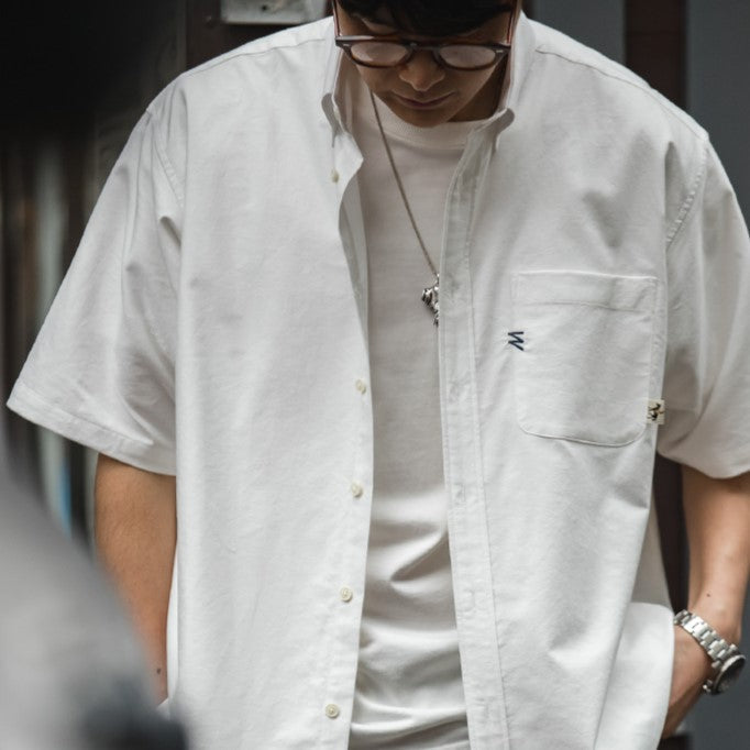 Levoire | Oxford Retro Surdimensionné Chemise À Manches Courtes Avec Poche