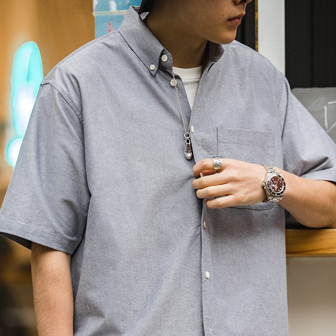 Levoire | Oxford Retro Surdimensionné Chemise À Manches Courtes Avec Poche