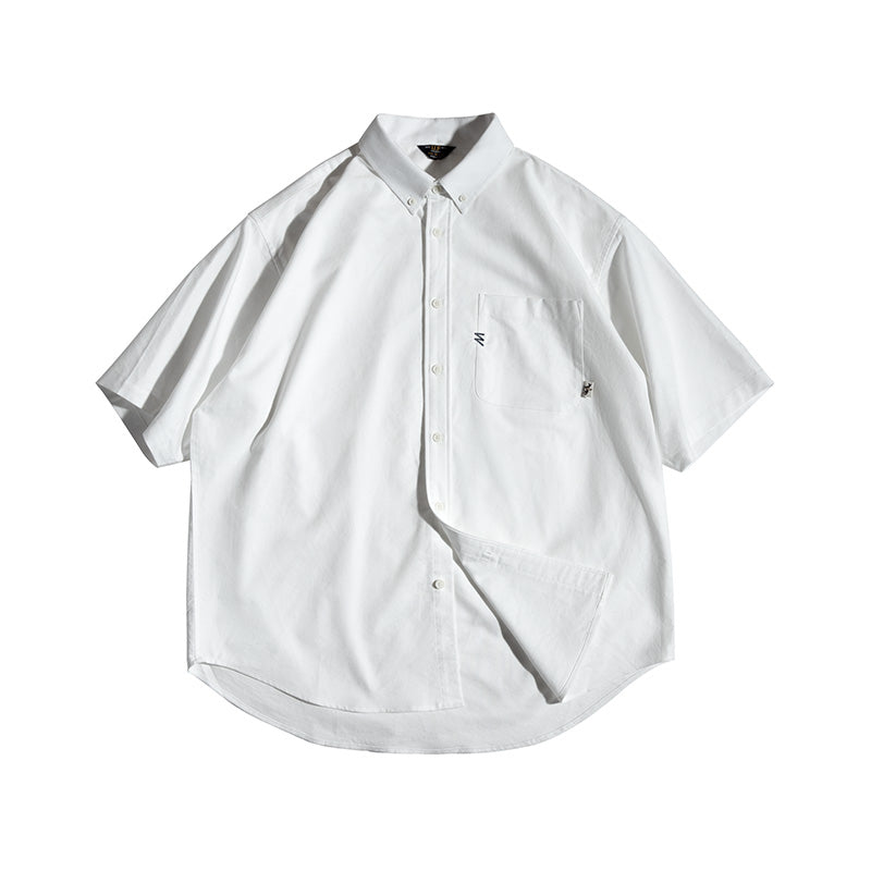 Levoire | Oxford Retro Surdimensionné Chemise À Manches Courtes Avec Poche Blanc