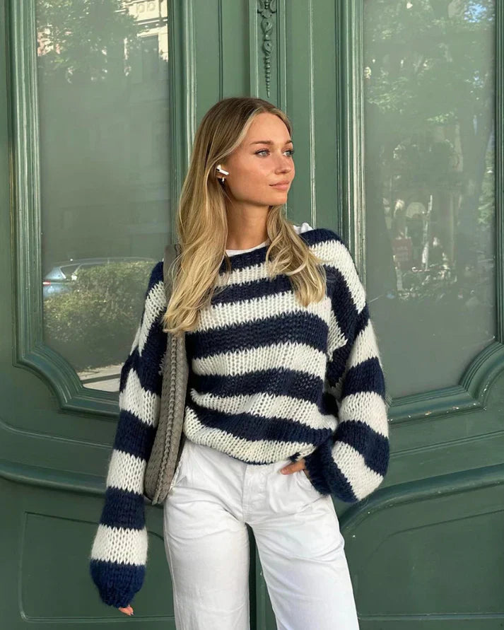Levoire | Pull de printemps rayé pour élégance moderne Noir