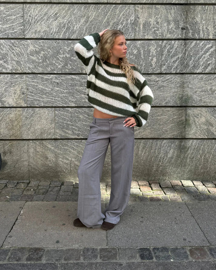 Levoire | Pull de printemps rayé pour élégance moderne Vert