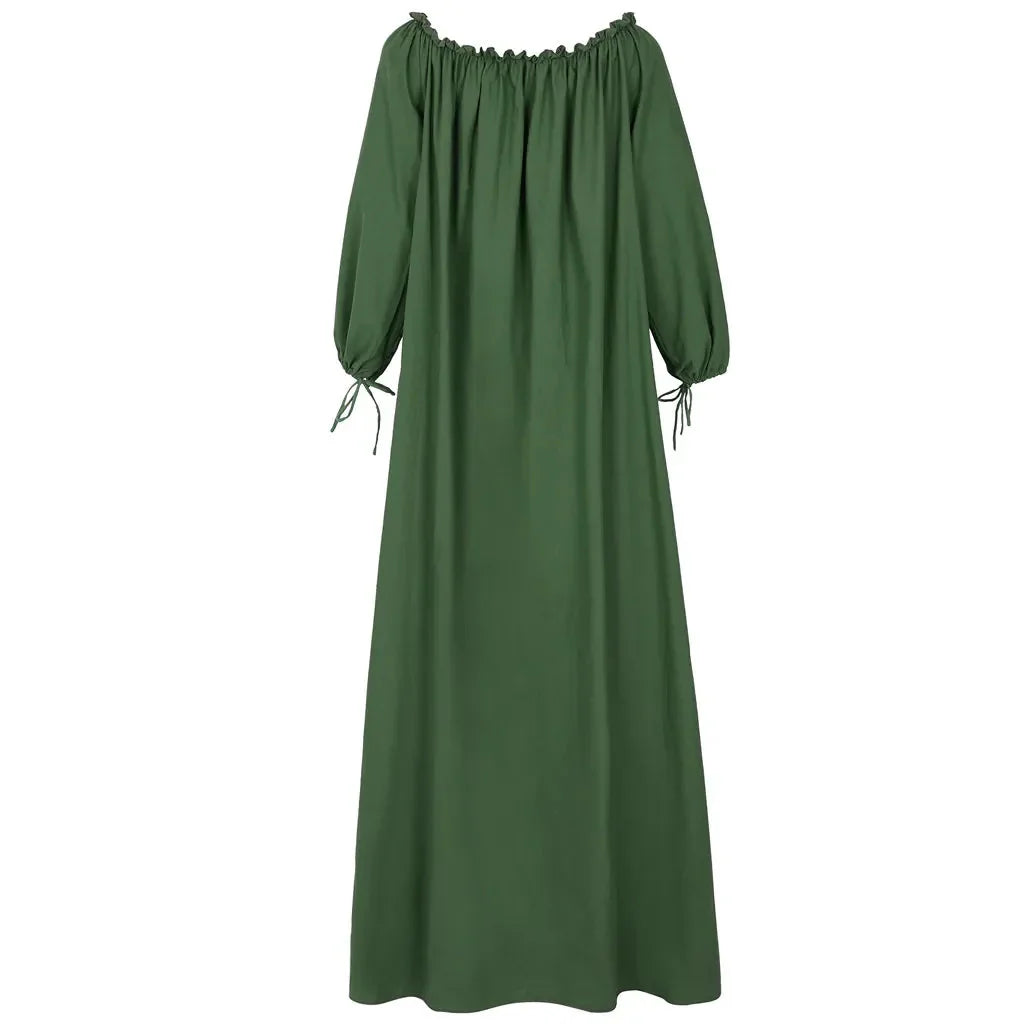 Levoire | Robe À Épaule Décontractée Coupe Larges Manches Robe Maxi Robe Boho