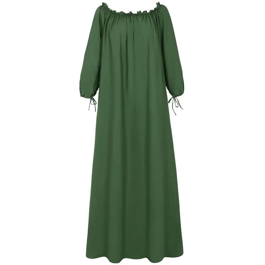 Levoire | Robe À Épaule Décontractée Coupe Larges Manches Robe Maxi Robe Boho