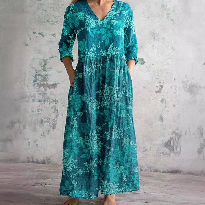 Levoire | Robe Florale Grâce Bleu profond