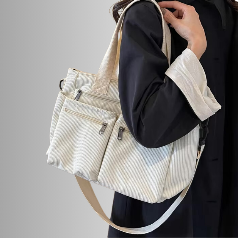 Levoire | Sac À Bandoulière En Corduroy Avec Plusieurs Poches Pour Femmes