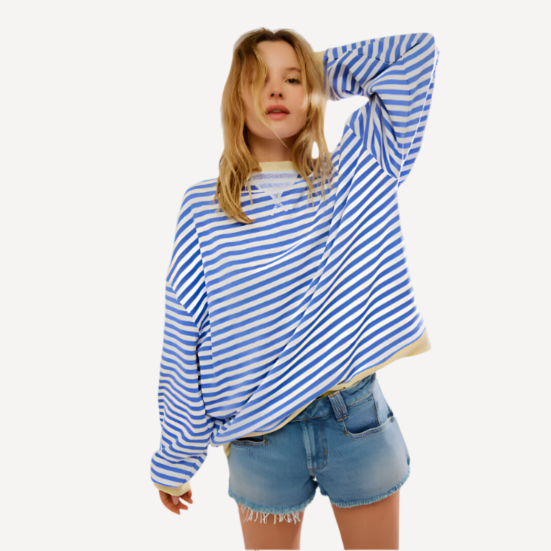 Levoire | Pull Rayé Pour Femmes Bleu