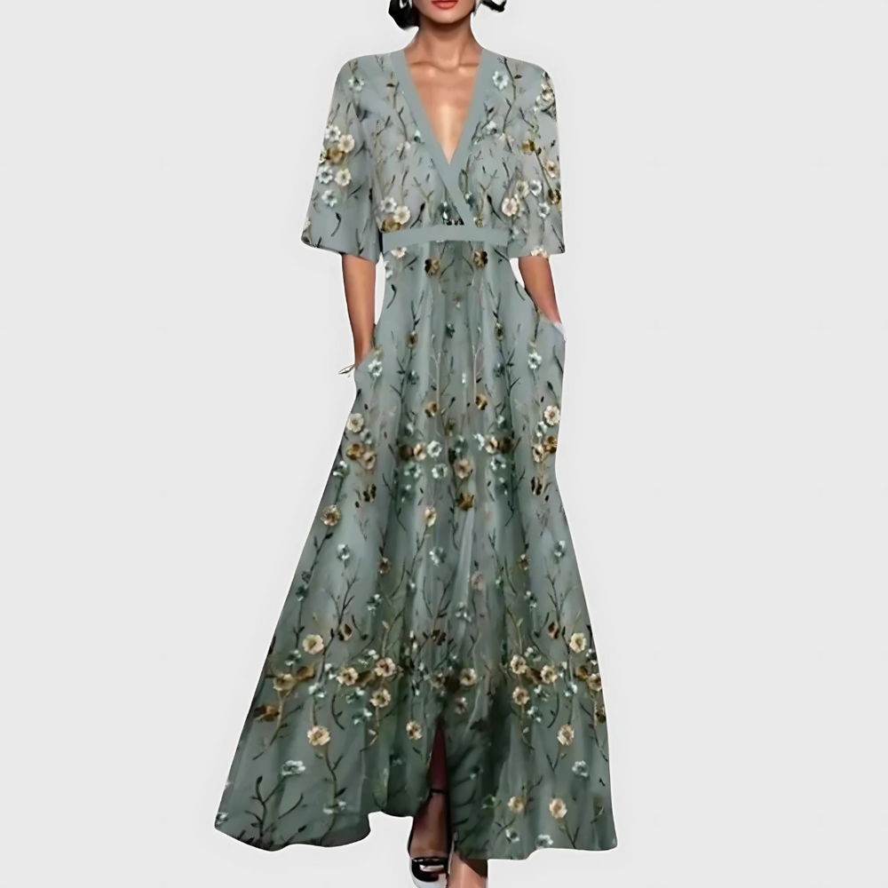Levoire | Robe Maxi Décolleté V Vert