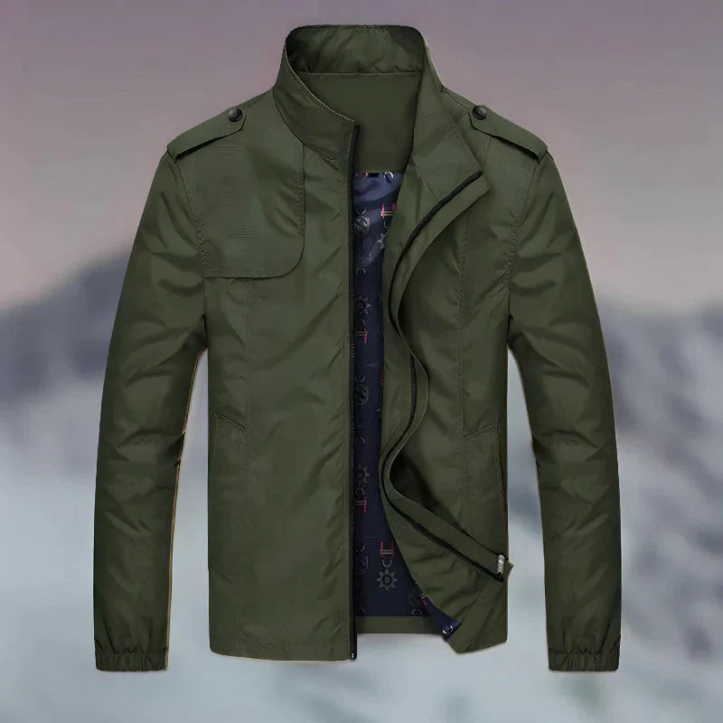 Levoire | Veste moderne à col montant vert olive