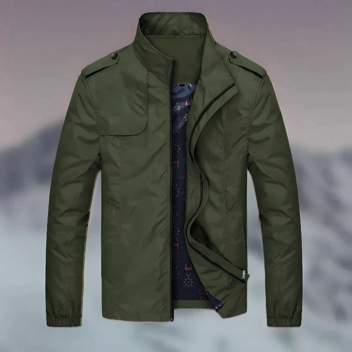 Levoire | Veste moderne à col montant vert olive
