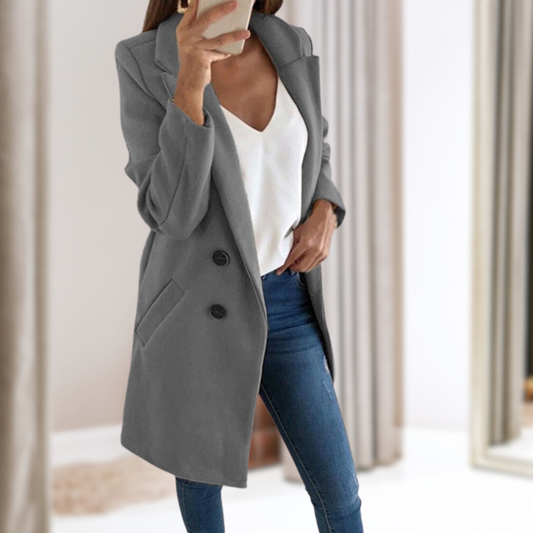Levoire | Veste Blazer Longue Élégante Pour Femmes Gris