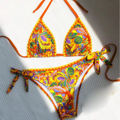 Levoire | Ensemble De Bikini Patchwork Multicolore Orange
