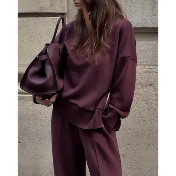 Levoire | Légante Et Confortable Ensemble En Tricot Rouge wine