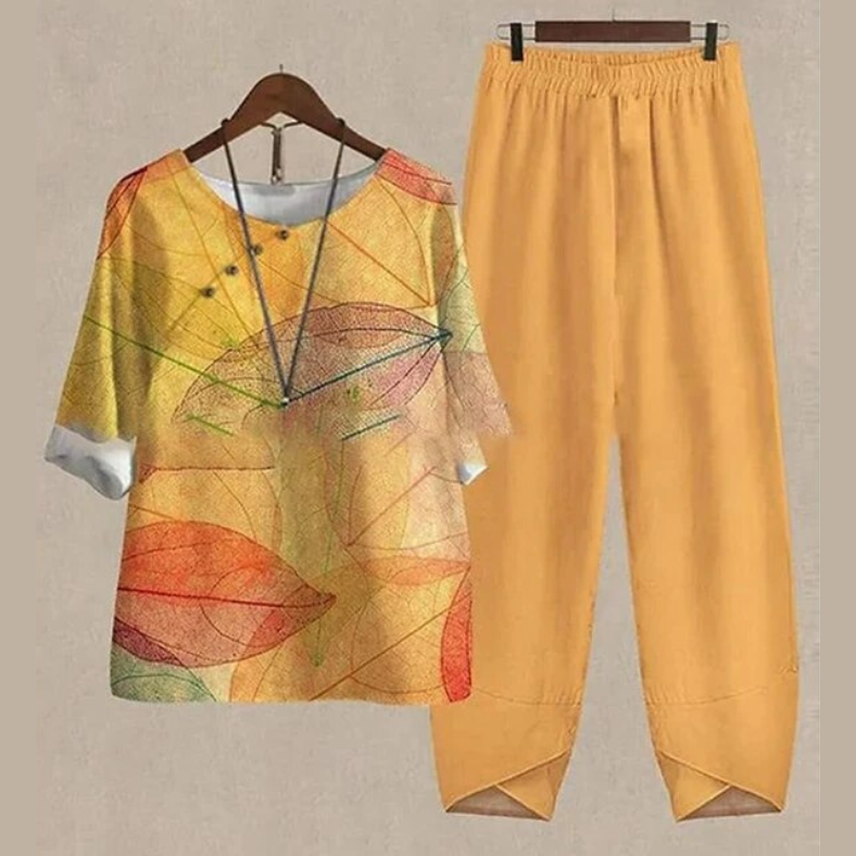 Levoire | Chic Sans Effort Ensemble Chemise Et Pantalon Orange