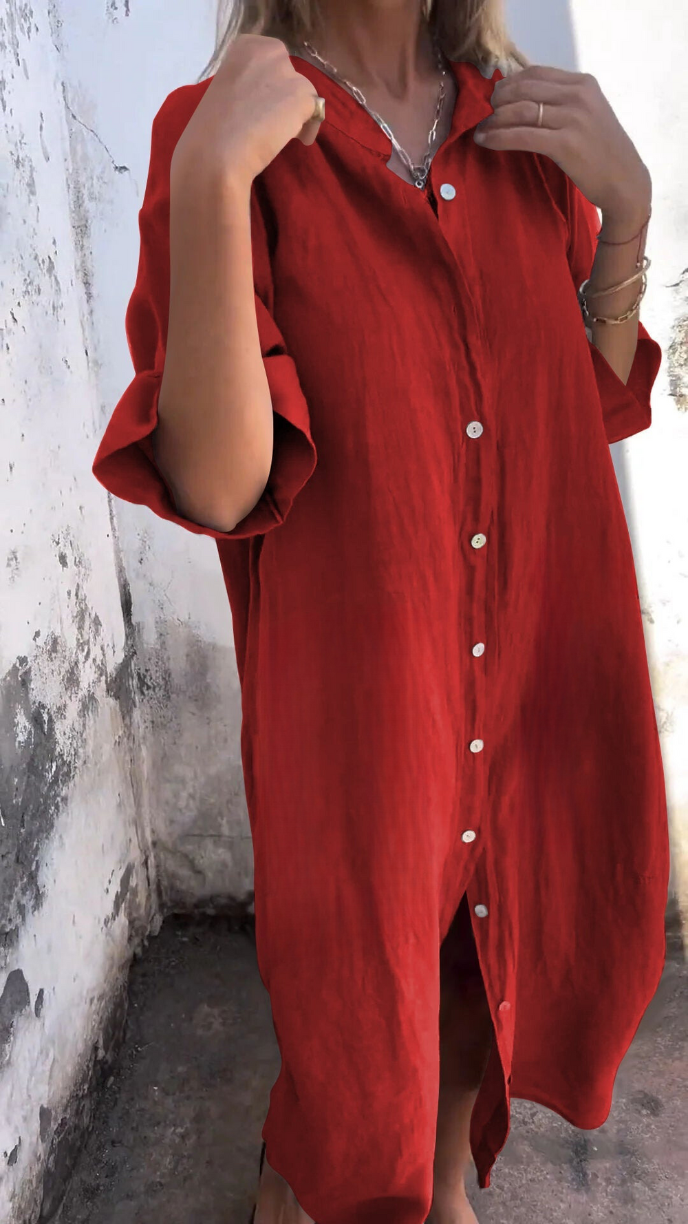 Levoire | Robe longue style chemise Rouge