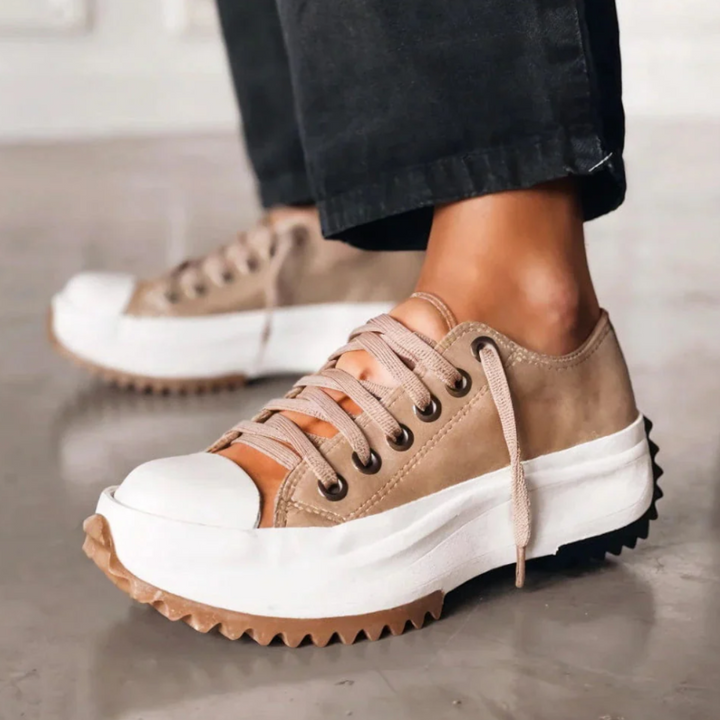 Levoire | Sneakers Urbaines Élevées En Cuir Beige