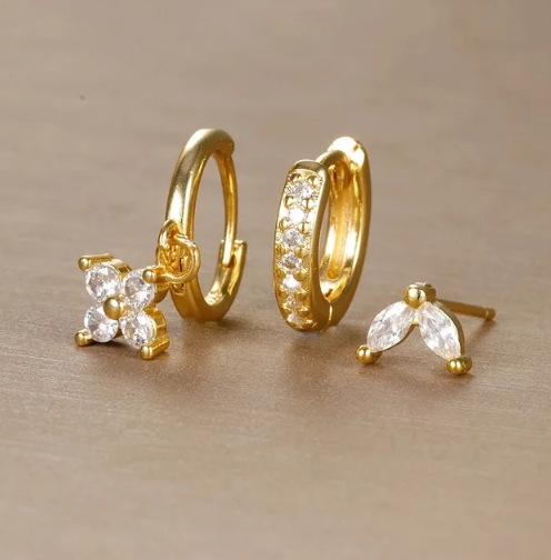 Levoire | Boucles D'Oreilles En Argent Et En Or Ensemble De Clous Et De Boucles D'Oreilles Or Blanc