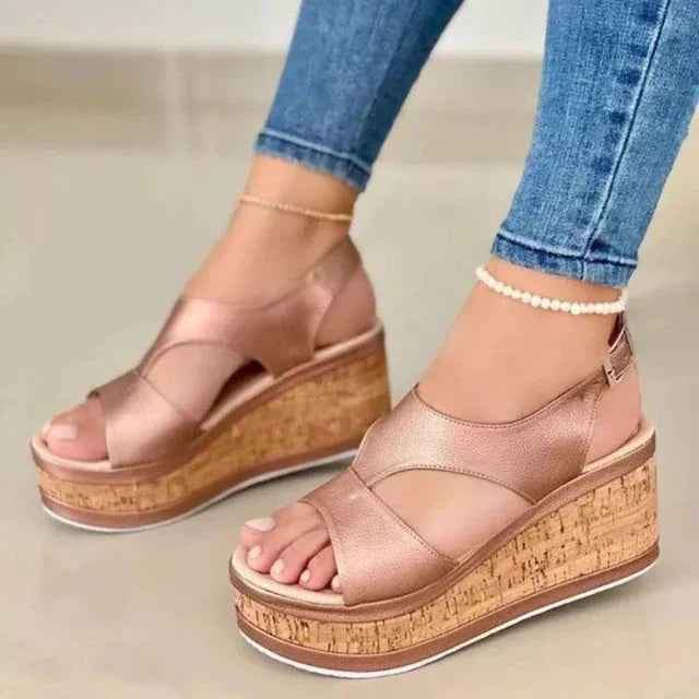 Levoire | Sandales Ouvertes Tendance À Talons Pour Femmes Champagne