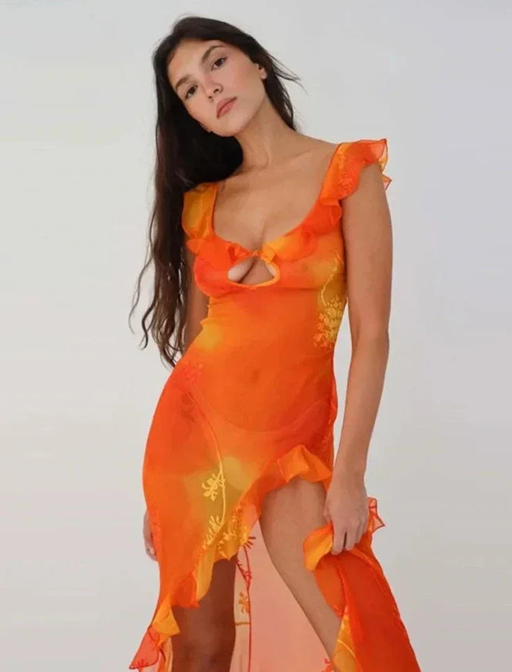 Levoire | Vinfingert Robes Longues Trailing Haute Fente Orange