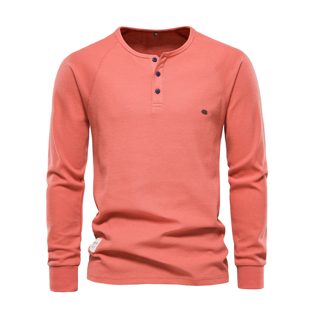 Levoire | Rento Col Rond Chemise À Manches Longues Et Patte De Boutonnage Orange