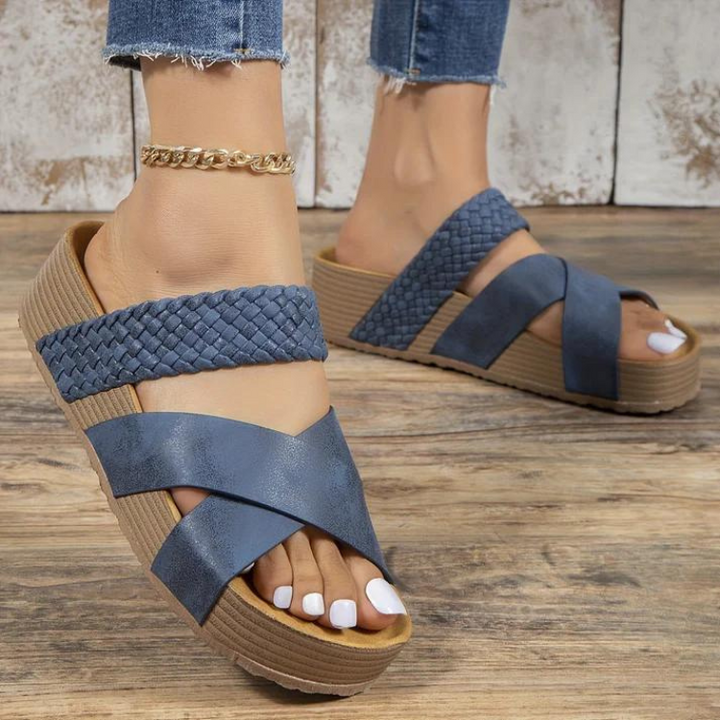 Levoire | Slip On Tjick Sole Slides Sandales Pour Femmes Bleu