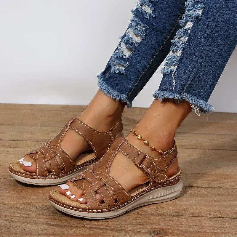 Levoire | Sandales Ergonomiques Cuir Chaussures D'Été Sandales Pour Femmes Braun
