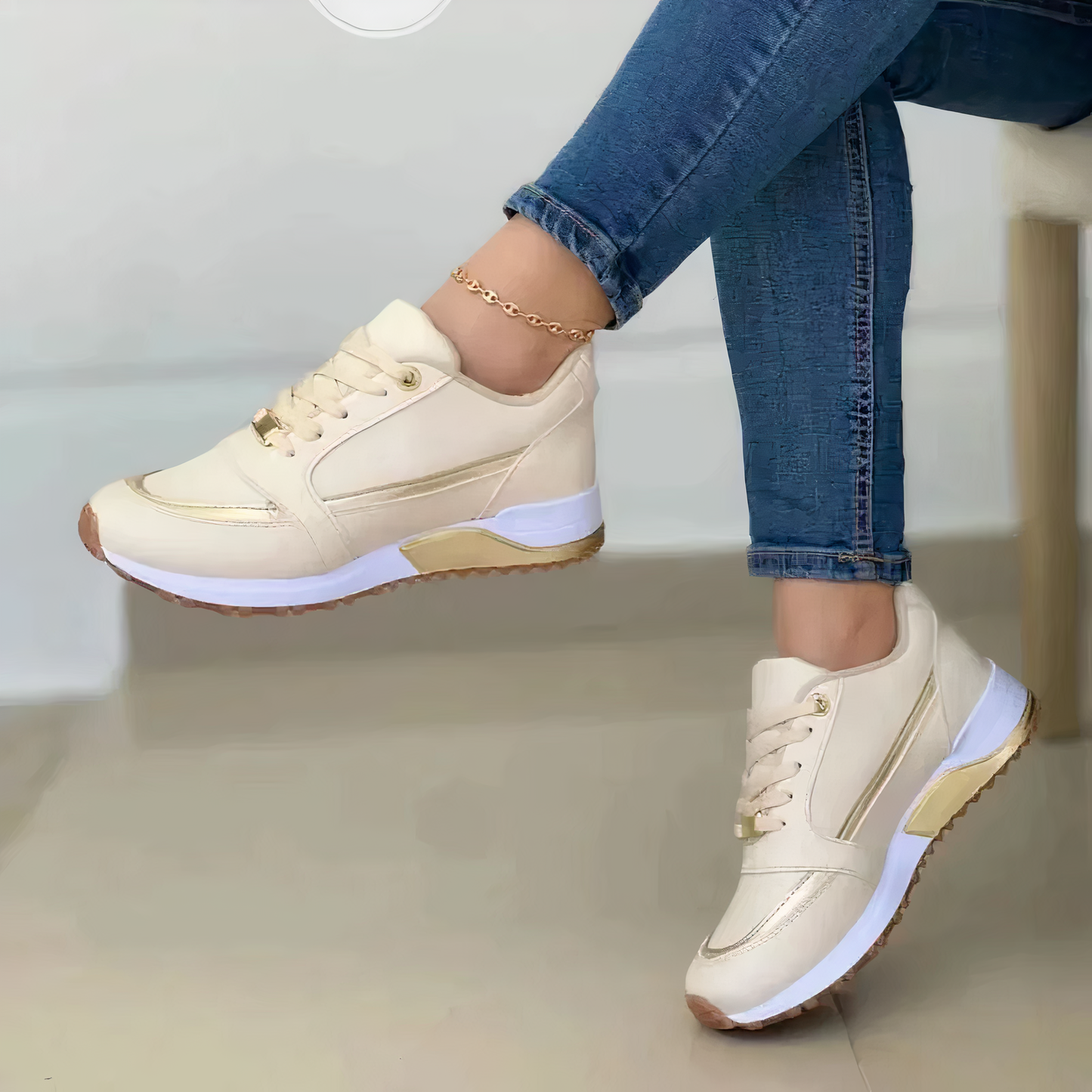 Levoire | Chaussures À Lacets Semelle Souple Baskets De Randonnée Femme beige
