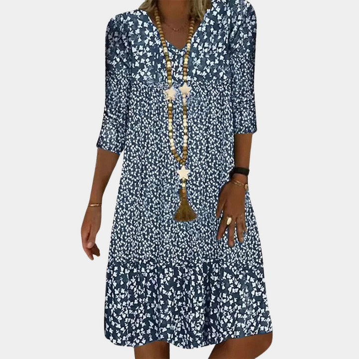 Levoire | Robe Midi Aérée Imprimée pour Femmes Bleu