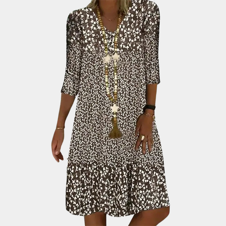 Levoire | Robe Midi Aérée Imprimée pour Femmes Braun