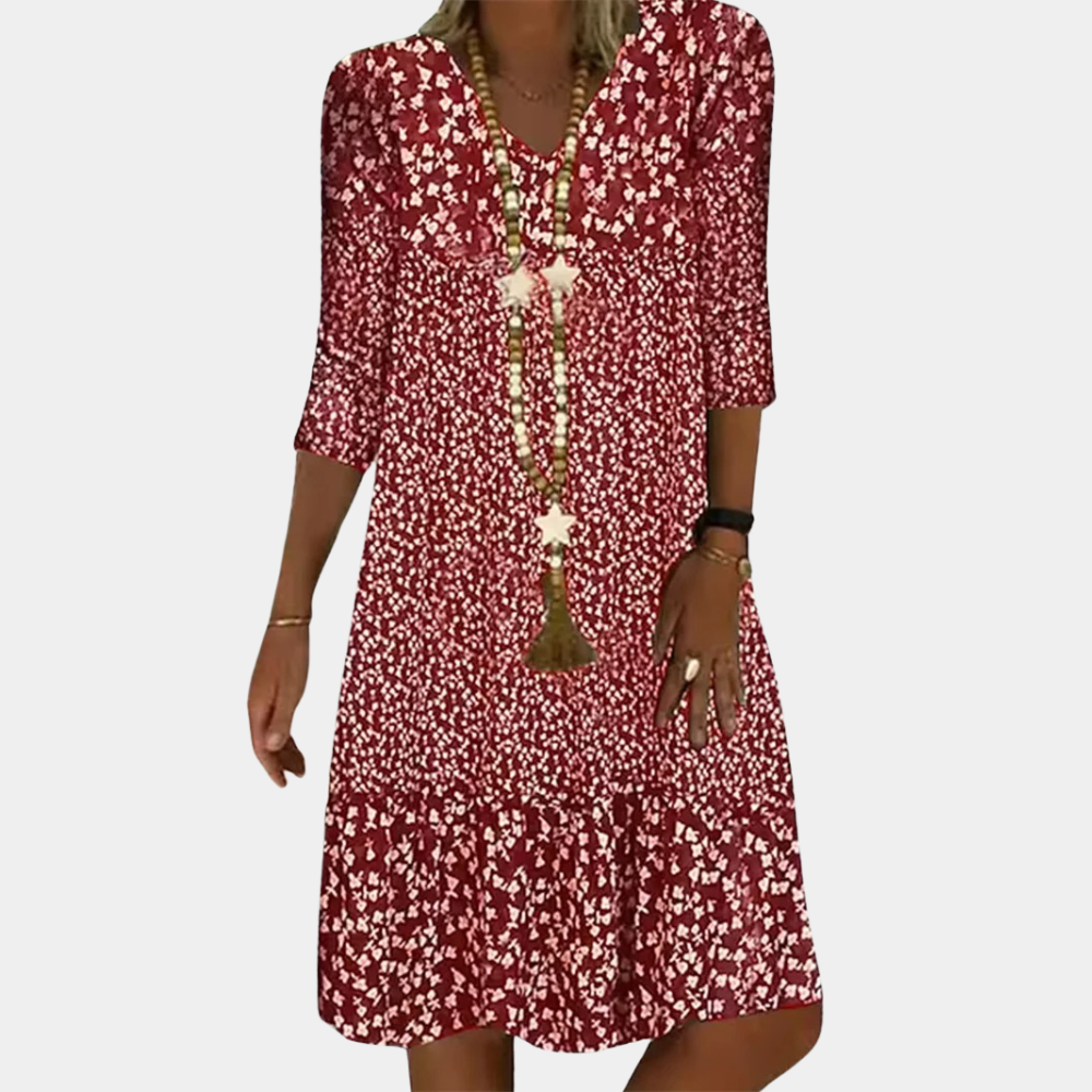 Levoire | Robe Midi Aérée Imprimée pour Femmes Rot