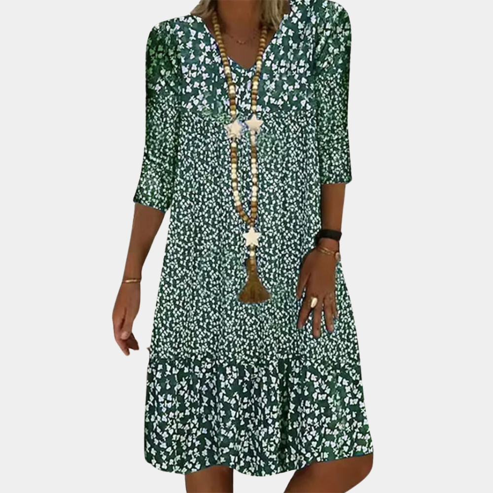Levoire | Robe Midi Aérée Imprimée pour Femmes Vert