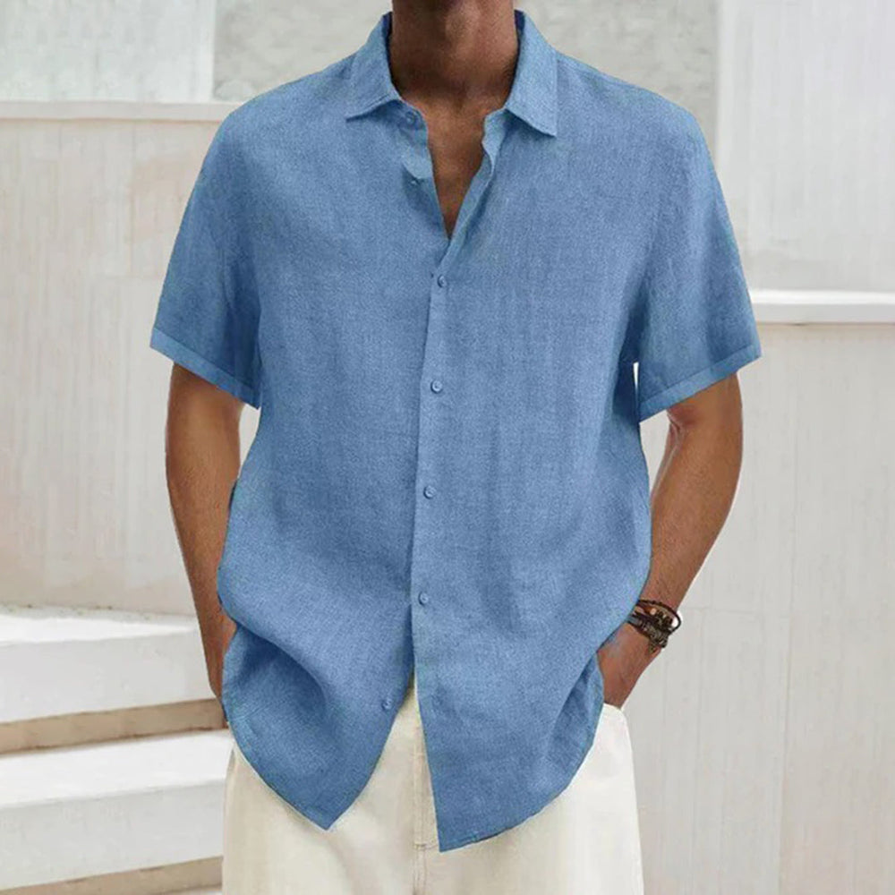 Levoire | Manches Courtes Coupe Décontractée Fermeture À Boutons Vêtements Pour Hommes Bleu clair