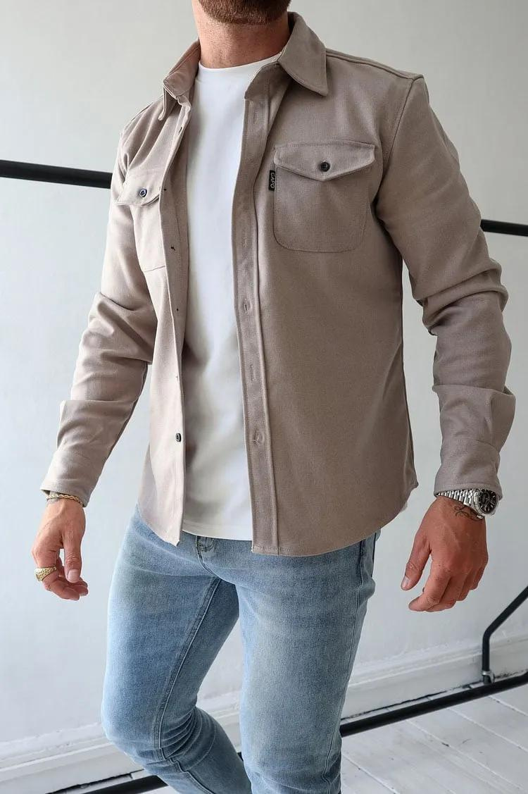 Levoire | Col Bouton Chemise Vêtements Pour Hommes Abricot
