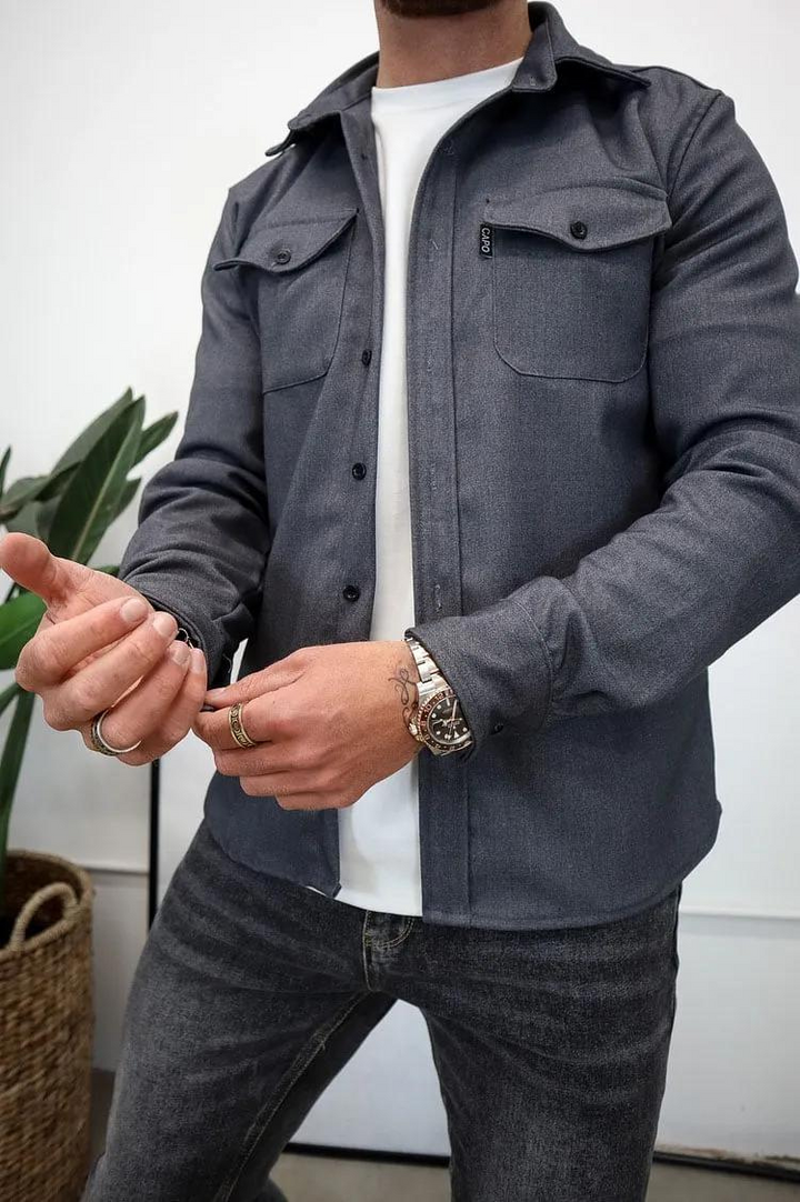 Levoire | Col Bouton Chemise Vêtements Pour Hommes Gris foncé