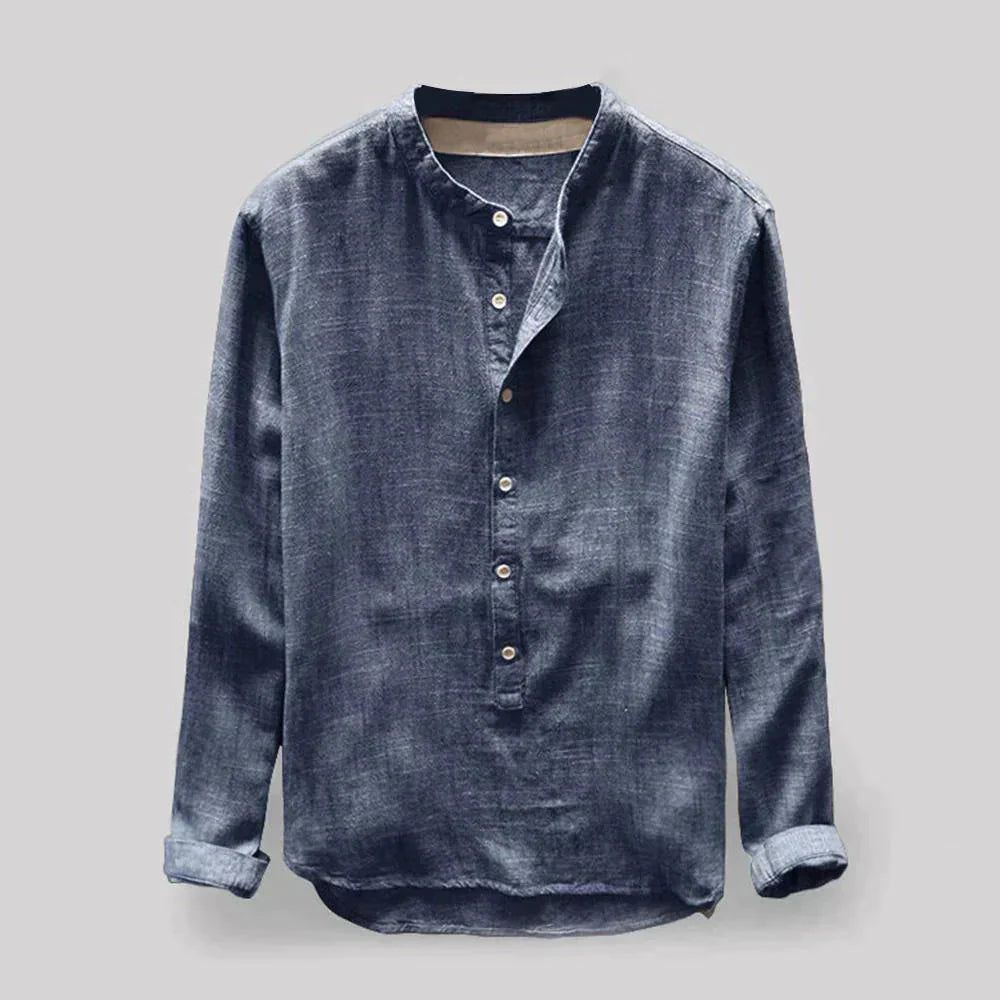 Levoire | Fermeture À Boutons Respirante Manche Longue Chemises Oxford Pour Hommes Bleu