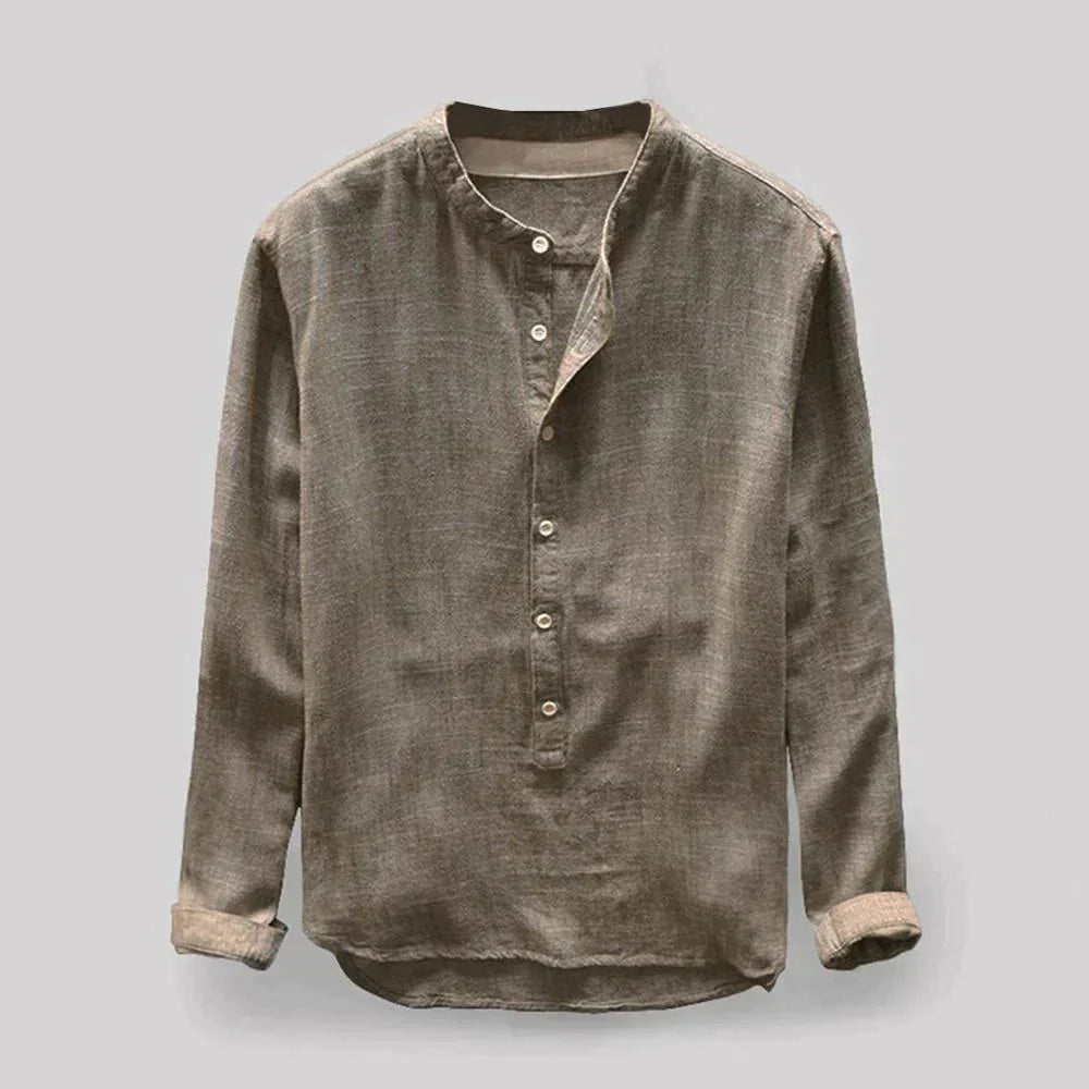 Levoire | Fermeture À Boutons Respirante Manche Longue Chemises Oxford Pour Hommes Khaki