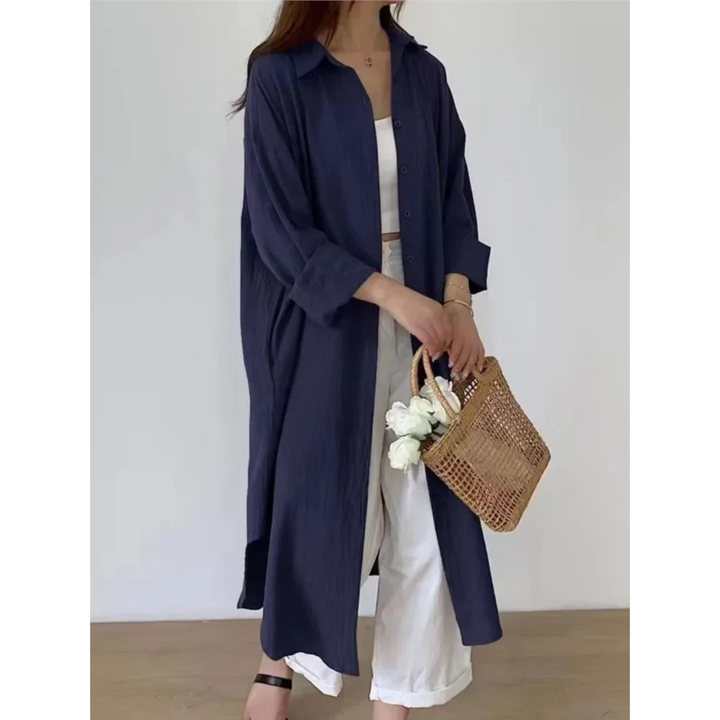 Levoire | Robe En Lin À Manches Longues Vêtements Pour Femmes Bleu foncé