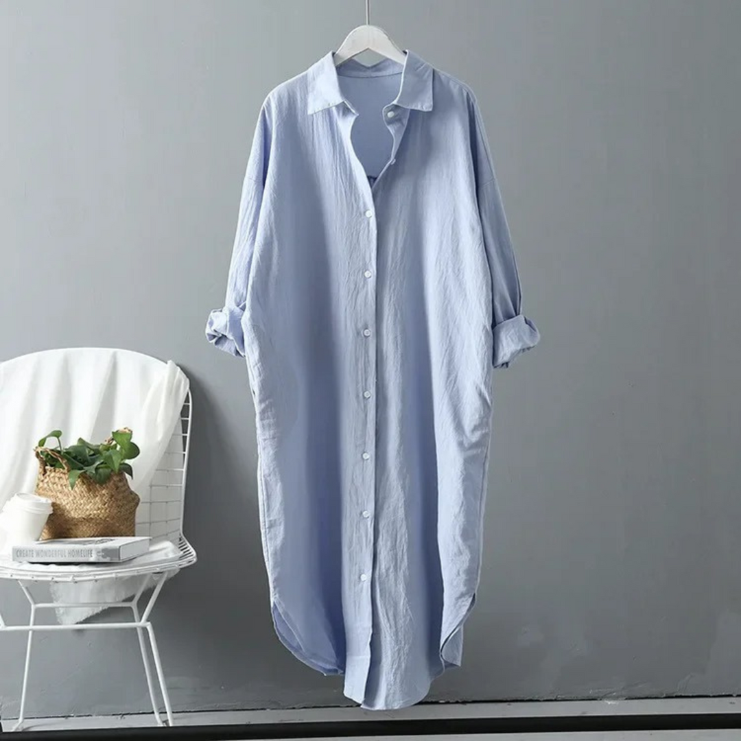 Levoire | Robe En Lin À Manches Longues Vêtements Pour Femmes Bleu
