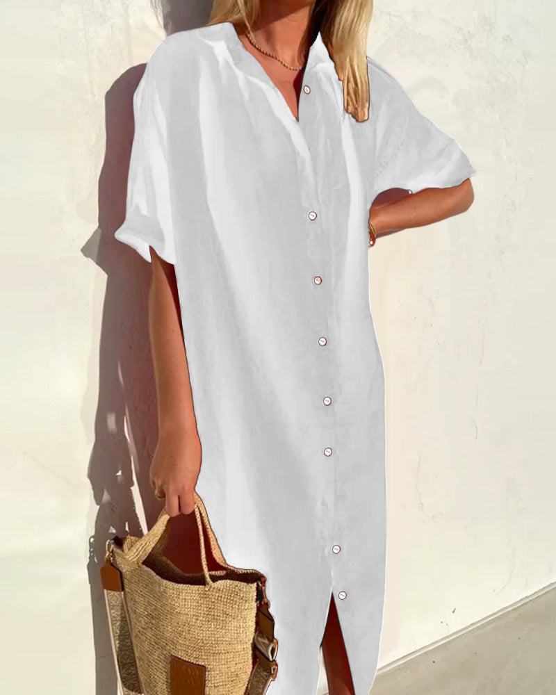 Levoire | Robe Longue À Manches Courtes Robe D'Été Blanc