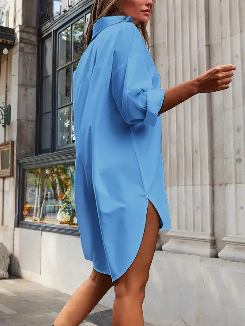 Levoire | Robe Mini À Manches Longues Boutonnée Coupe Ample