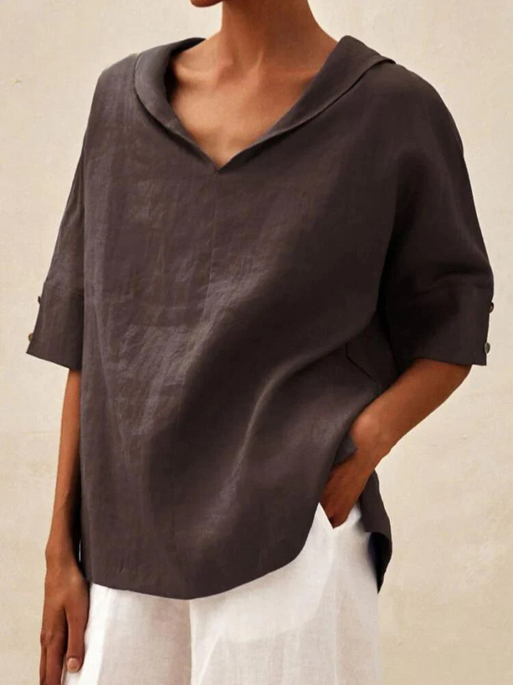 Levoire | Blouse Décontractée À Manches Courtes Pour Femmes Coupe Ample Braun