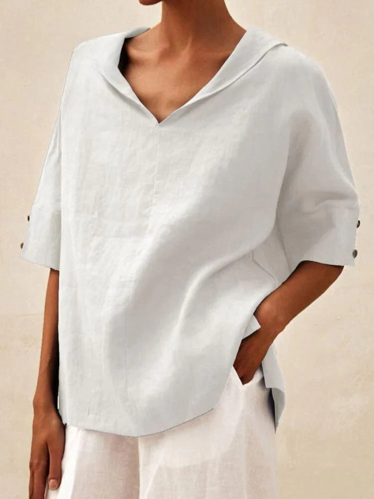 Levoire | Blouse Décontractée À Manches Courtes Pour Femmes Coupe Ample Blanc