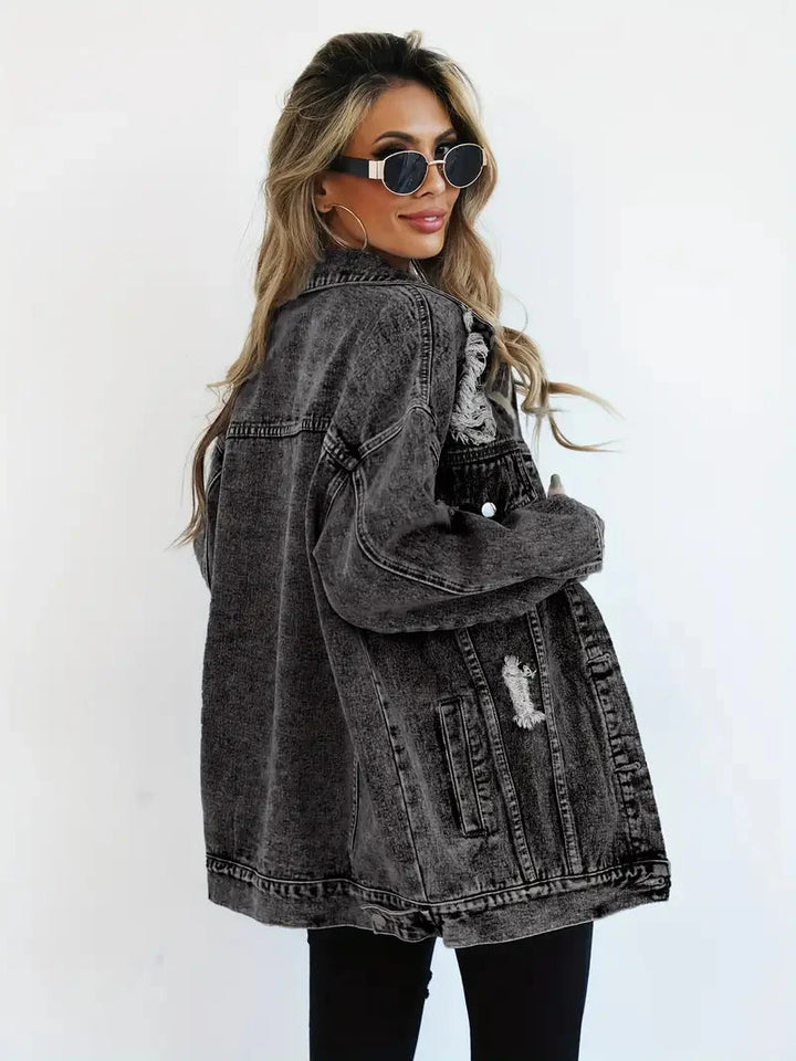 Levoire | Veste En Jean Déchirée Modèle Large Veste En Jean Pour Femmes